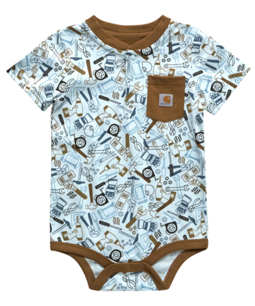 Carhartt Infant Short Sleeve Henley Tools Bodysuit - Starlight Blue