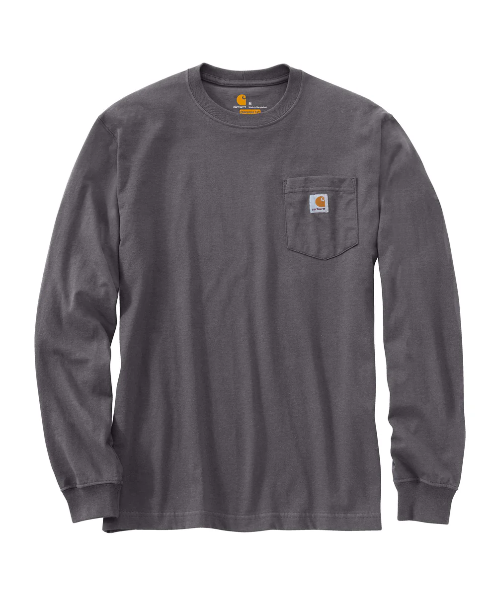 Carhartt K126 Long Sleeve Workwear T-Shirt - Carbon Heather - Image 2