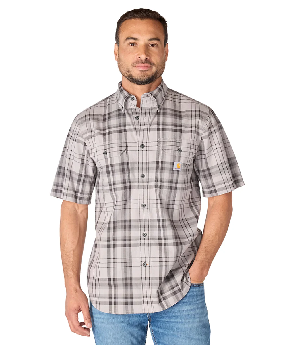 Carhartt Men's Fort Chambray Plaid Shirt - Carhartt Gray