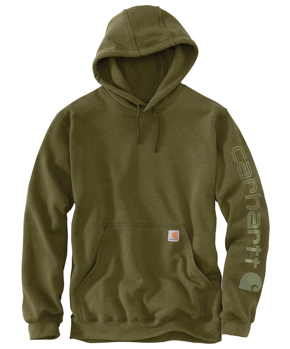 Carhartt Midweight Logo Hooded Sweatshirt - Dark Bronzed Green Heather - Image 2
