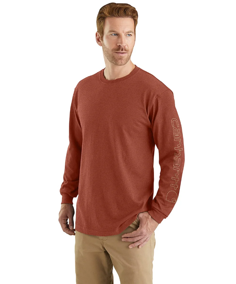 Carhartt Signature Sleeve Logo Long-Sleeve T-Shirt - Saddle Red Heather