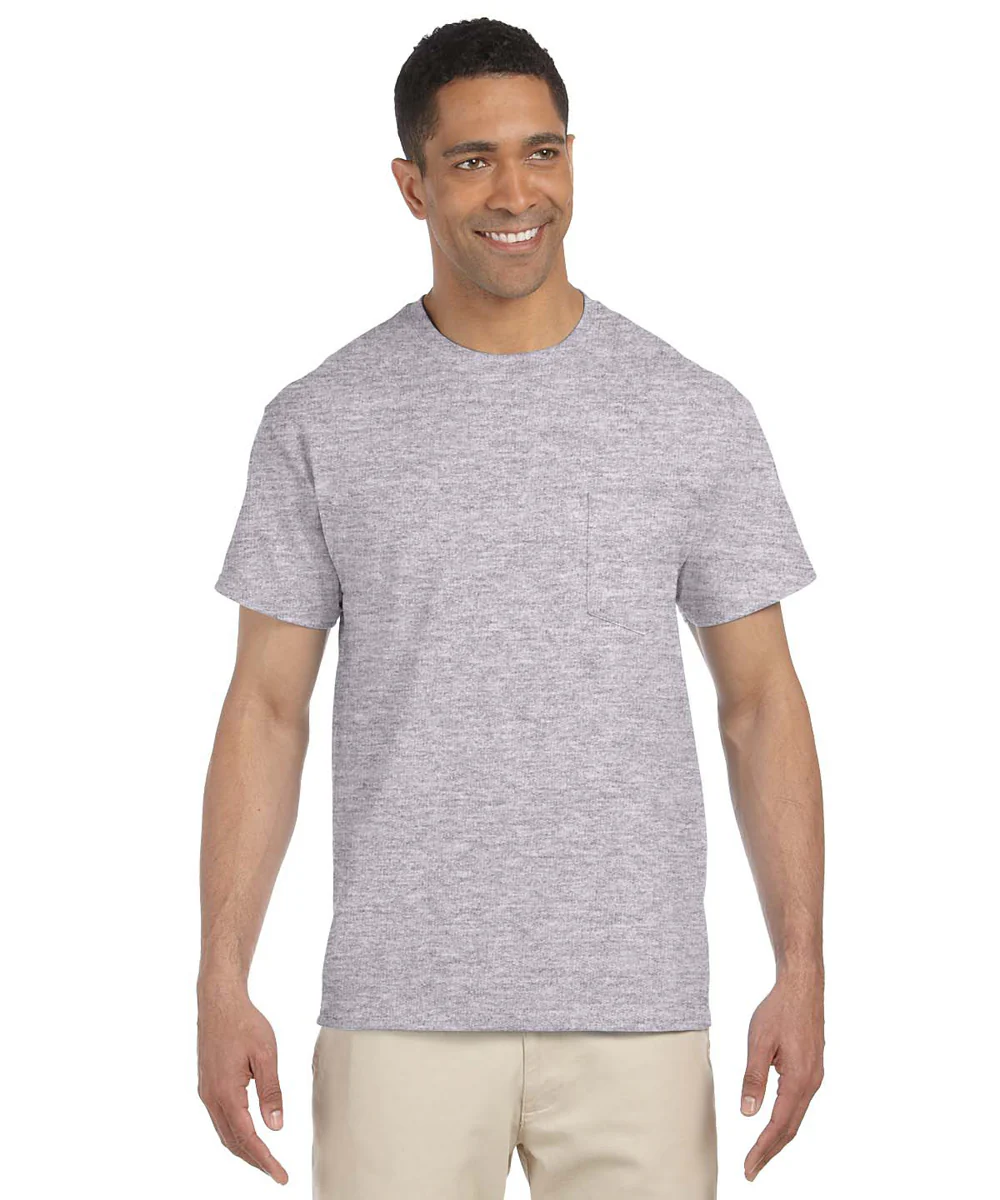 Gildan Short Sleeve Ultra Cotton Pocket T-Shirt - Heather Grey